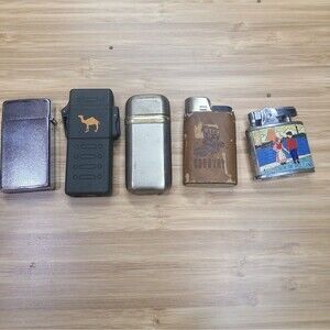 Vintage Lighters Lot of 5 - Non Working. Scripto, CVA, ACCU, Omega